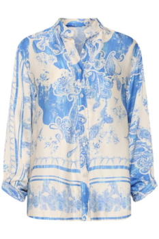 Skjortebluse med print i blå