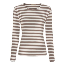 Gråbrun/råhvid stribet Marta T-shirt