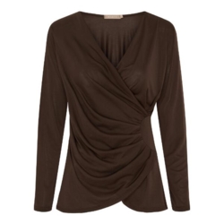 Brun slå-om bluse fra Marta