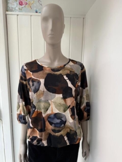 Bluse med print og elastisk kant