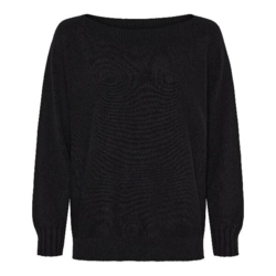 Sort  Marta bluse med bådformet hals