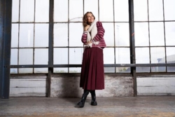 Bordeaux Marta  fløjlsnederdel