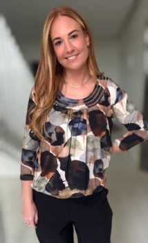 Bluse med elastisk kant i gyldne farver