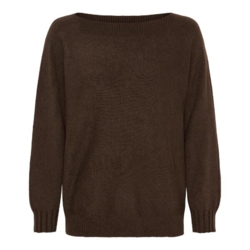 Mørkebrun bluse med bådformet hals