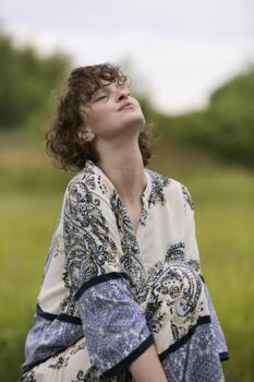 Pulzjeans skjortebluse med print