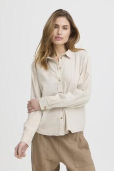 Sandfarvet  Pulzjeans hørskjorte