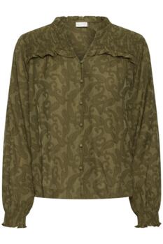 Olivengrøn Pulz Jeans skjortebluse