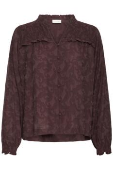Chocoladefarvet  Pulz Jeans skjortebluse