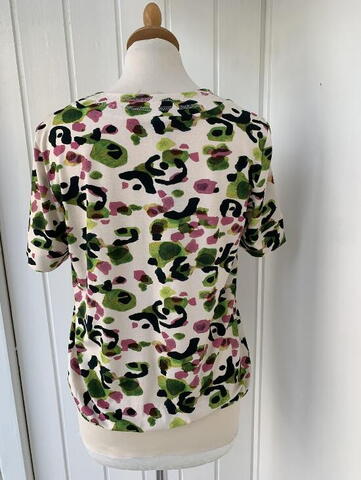 Bluse med elastik med print i grønne farver