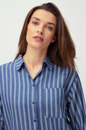 Skjortekjole med blå og hvide striber