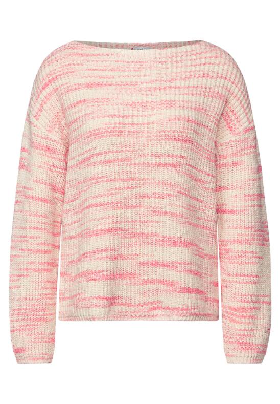 Sweater i råhvid med rosa striber