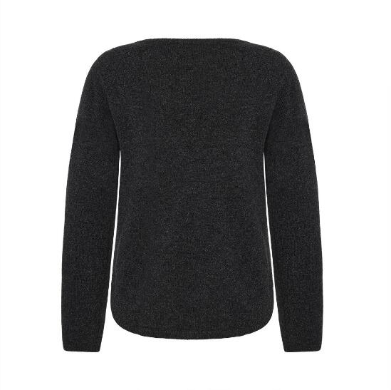 Koksgrå bluse i uld med broderi