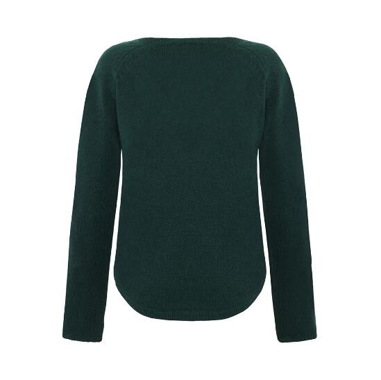 Mørkegrøn uldbluse med broderi