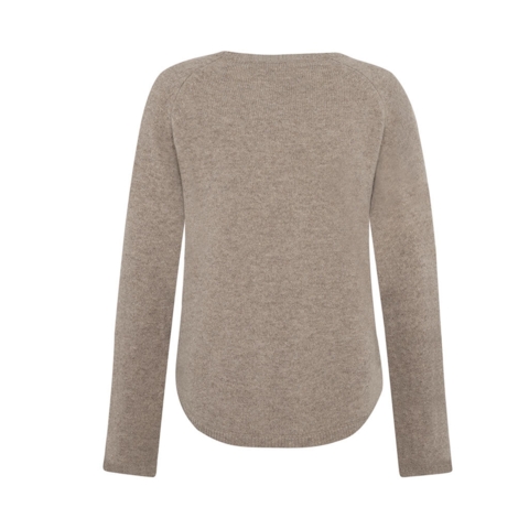 Sandfarvet uldbluse med broderi