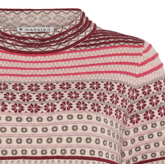 Mansted bluse med rødlige farver