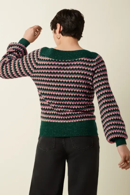 Petrolgrøn bluse med striber