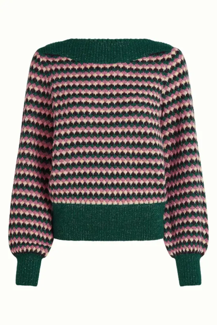 Petrolgrøn bluse med striber