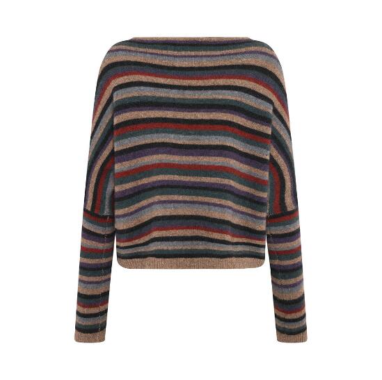 Stribet  Mansted bluse i yakuld