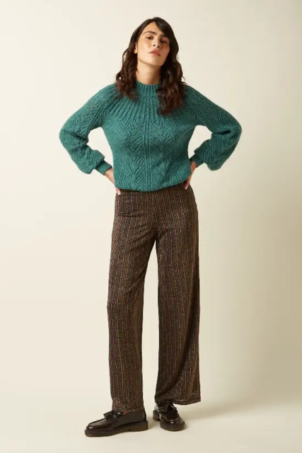 Stribet King Louie bukser med glimmer