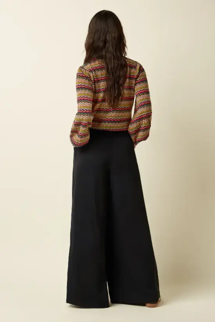 Zigzag stribet bluse med turtleneck