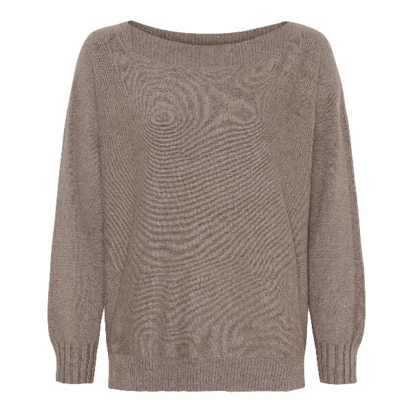 Gråbrun Marta bluse  med bådformet hals