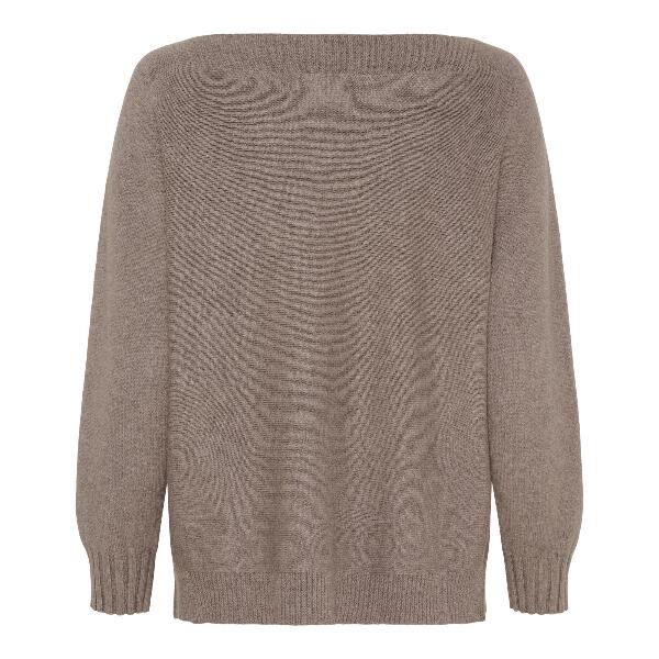 Gråbrun Marta bluse  med bådformet hals