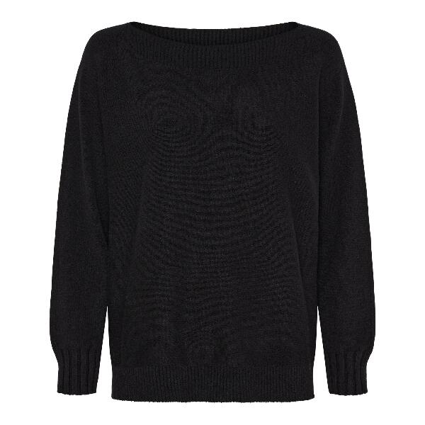 Sort  Marta bluse med bådformet hals