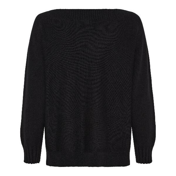 Sort  Marta bluse med bådformet hals