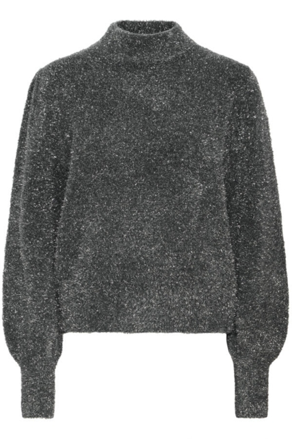 Bluse med sølvfarvede nister