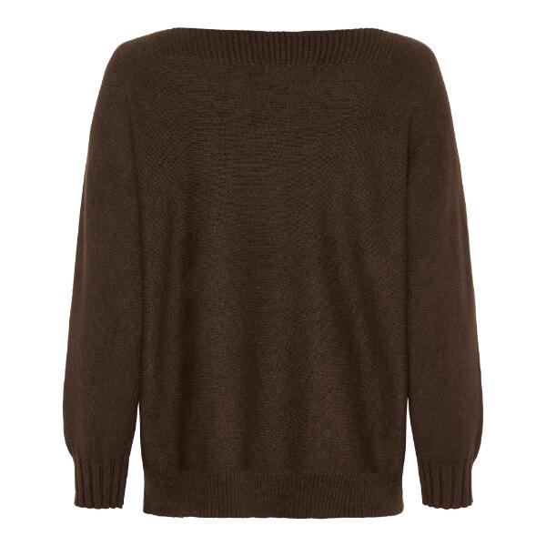 Mørkebrun bluse med bådformet hals