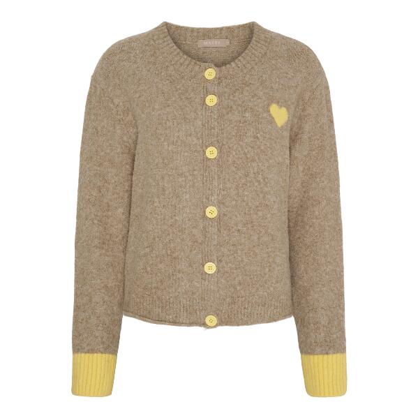 Sandfarvet trøje med gule kanter