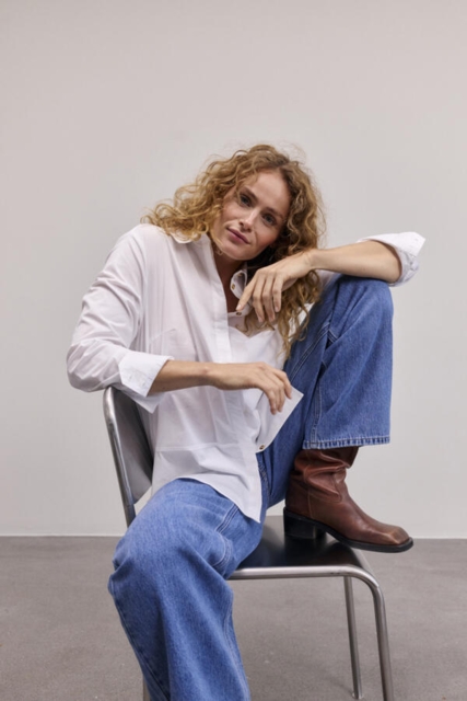 Mellemblå Pulzjeans med vidde