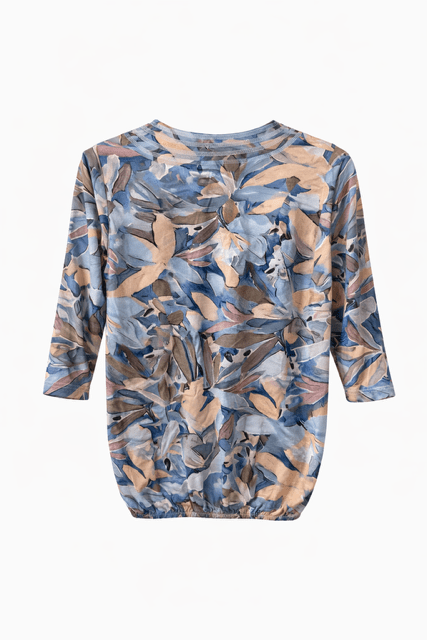 Bluse med elastisk kant i blå nuancer