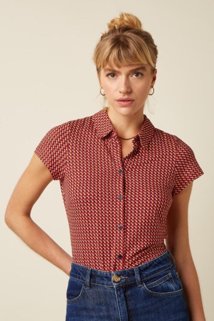 King Louie skjorte med rødt print