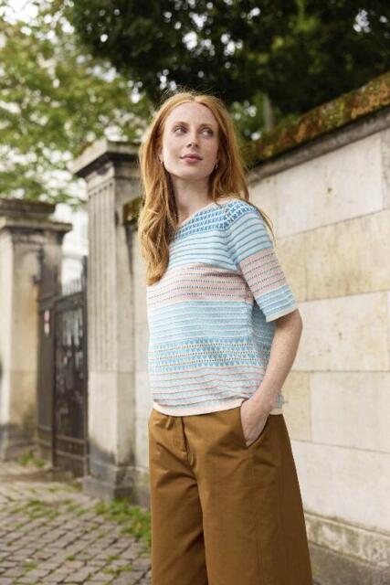 Mansted bluse i turkise farver