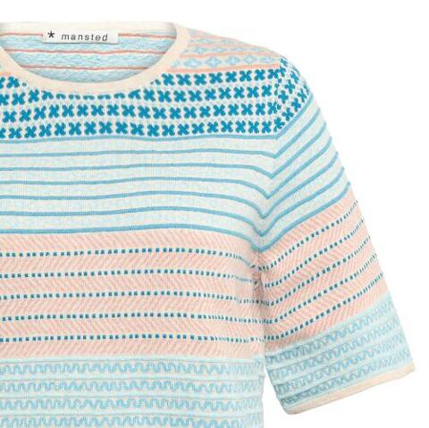 Mansted bluse i turkise farver