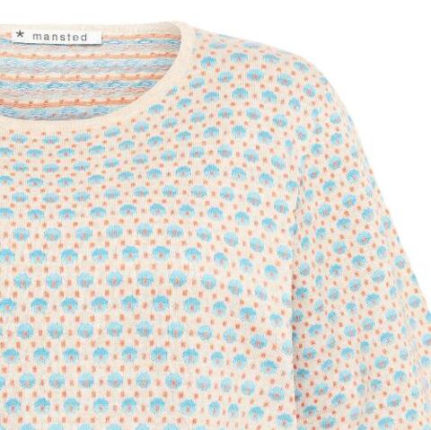 Mansted bluse med turkist mønster