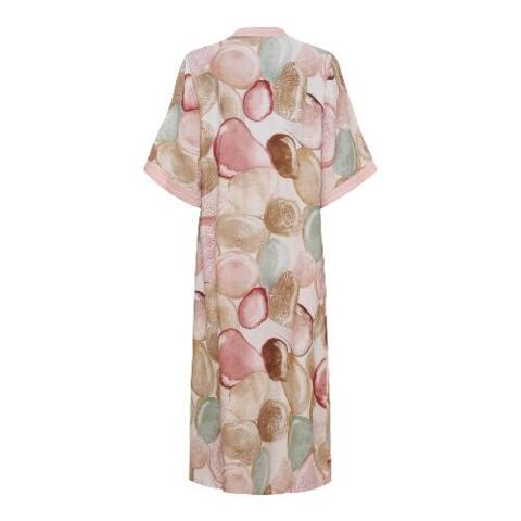 Kaftan/kjole i beige med print