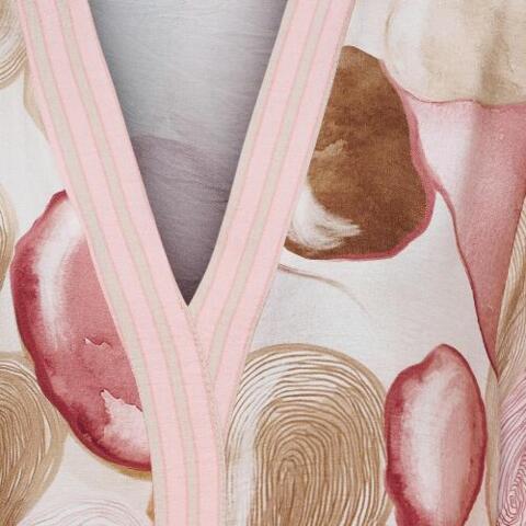 Kaftan/kjole i beige med print