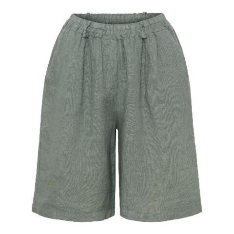 Olivengrønn hørshorts fra Marta