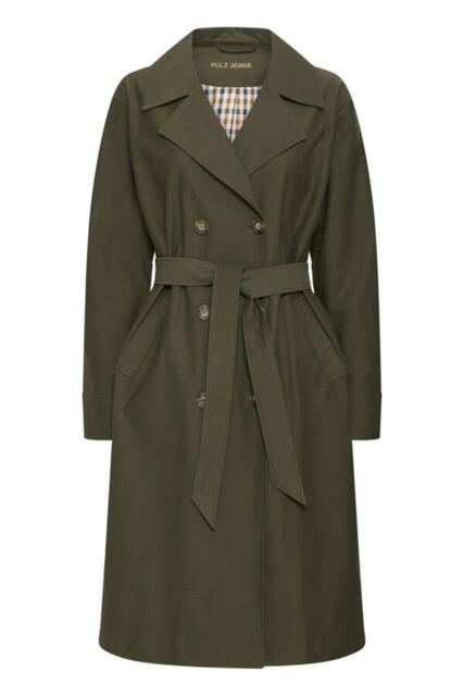 Olivengrøn Trenchcoat fra Pulz Jeans