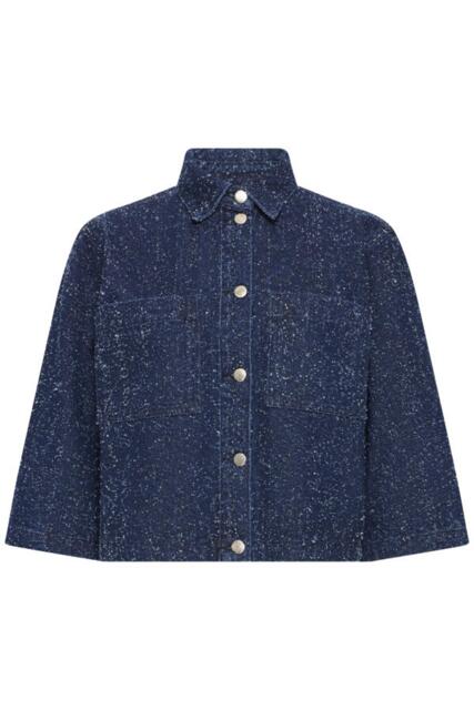 Mørkeblå meleret Pulz jeans jakke