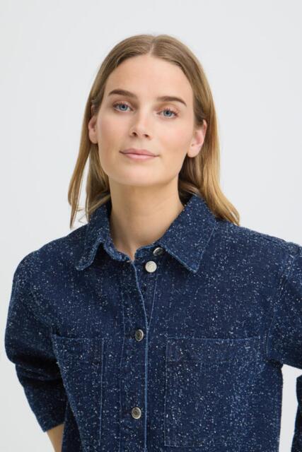 Mørkeblå meleret Pulz jeans jakke