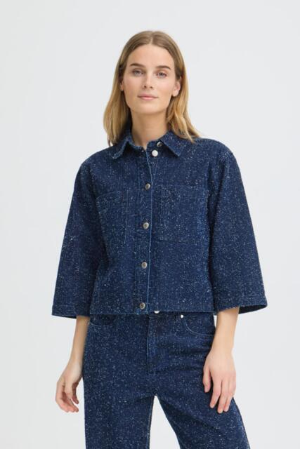 Mørkeblå meleret Pulz jeans jakke