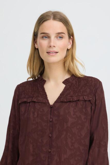 Chocoladefarvet  Pulz Jeans skjortebluse