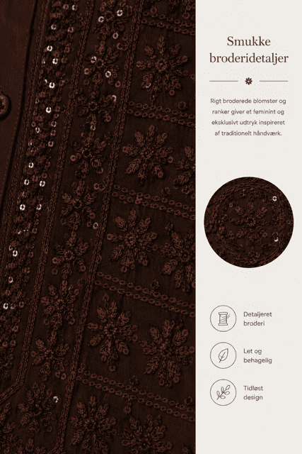 Chokoladebrun tunika med broderier