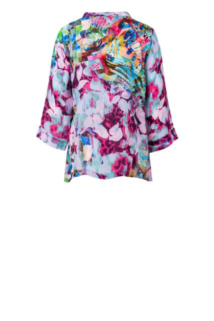 Skjortebluse med farverigt kunstprint