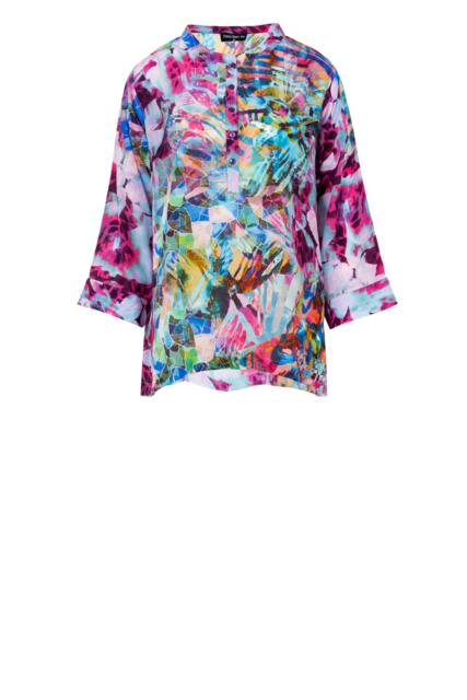 Skjortebluse med farverigt kunstprint