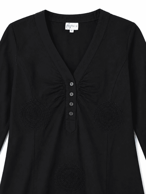 Sort Tunika med broderi