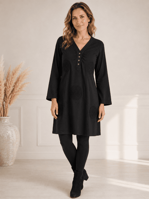 Sort Tunika med broderi